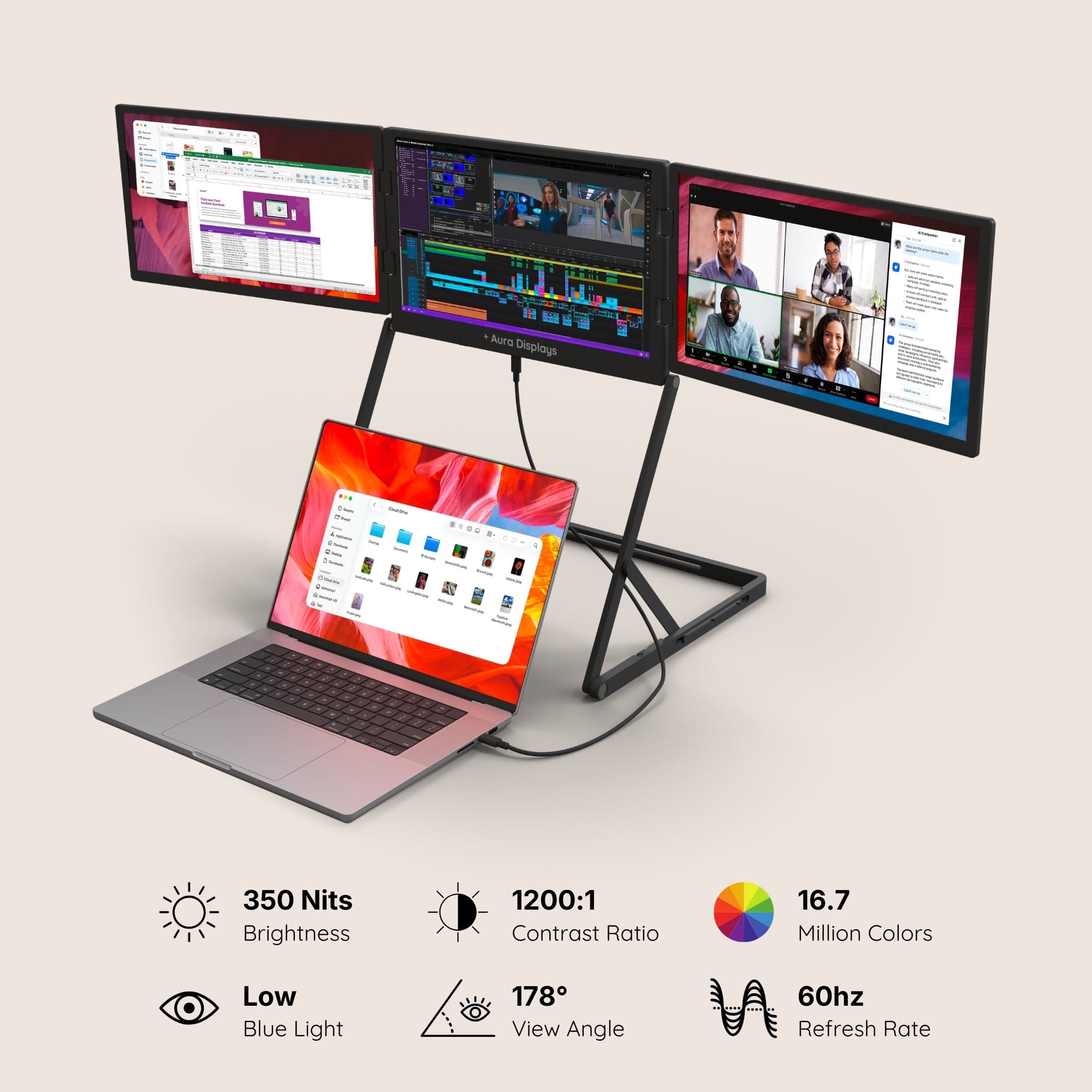 Aura Triple Aero Pro Max mobile workstation viewed from an angle