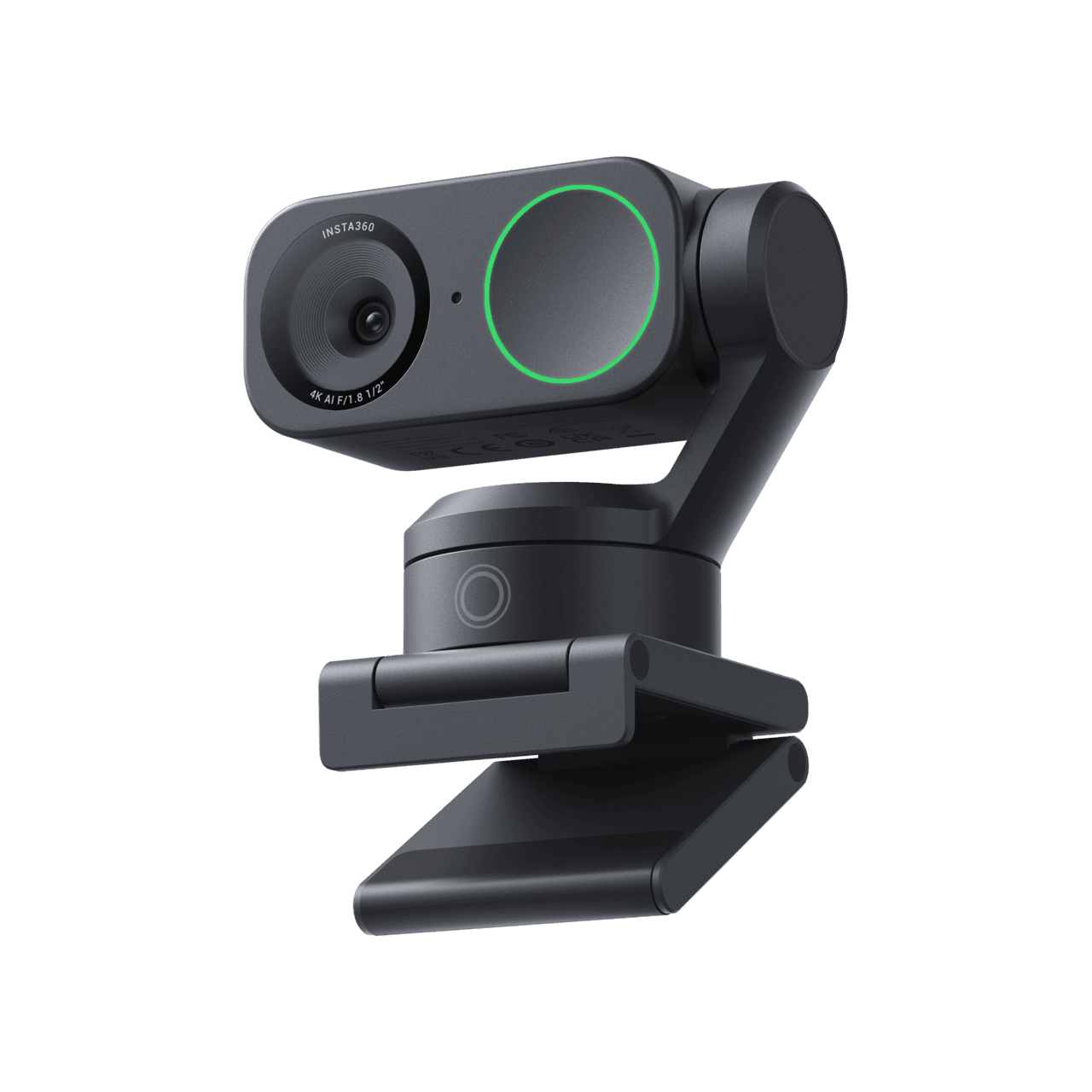 Insta360 Link 2 webcam in an angled studio view