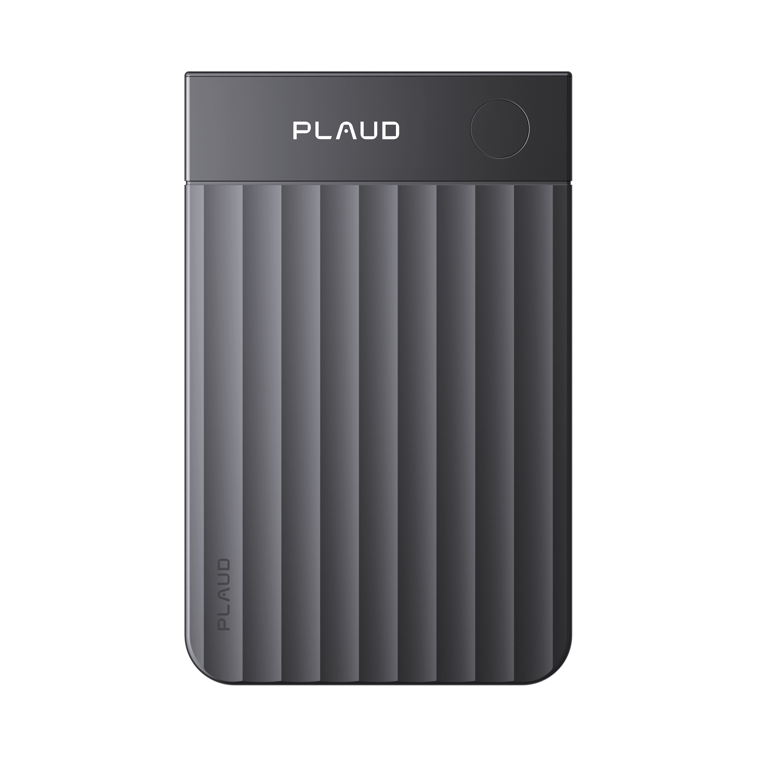Black PLAUD Note Pro phone-mounted AI recorder in a front view