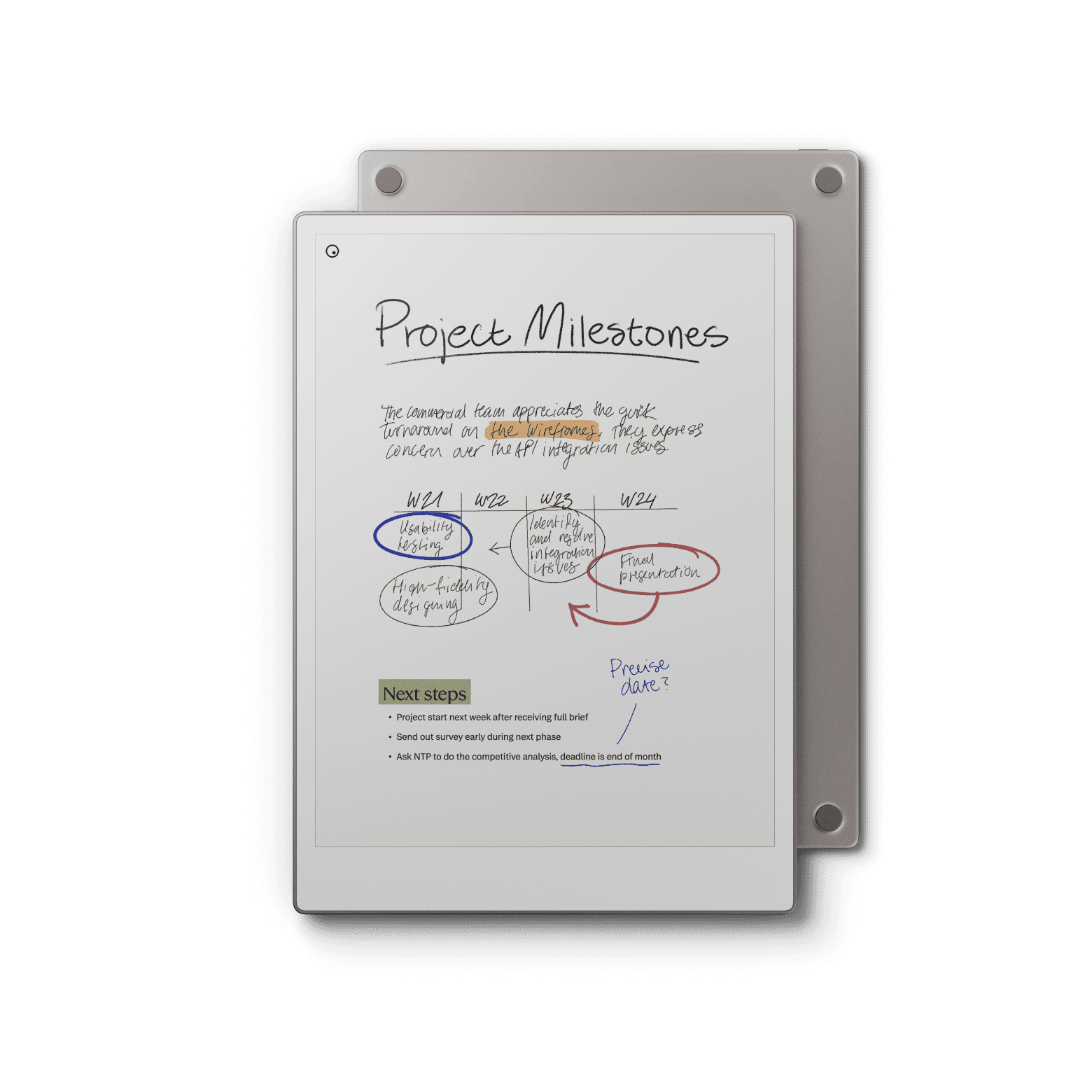 reMarkable Paper Pro shown from the front and back
